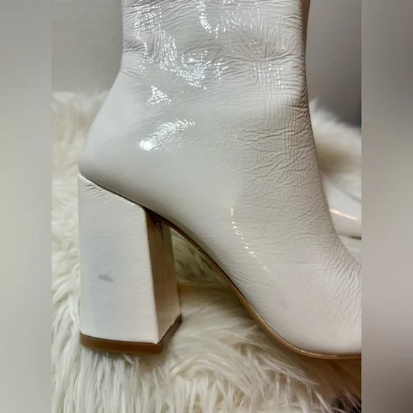 STEVE MADDEN Zoe White Patent Heeled Booties - Picture 7 of 9